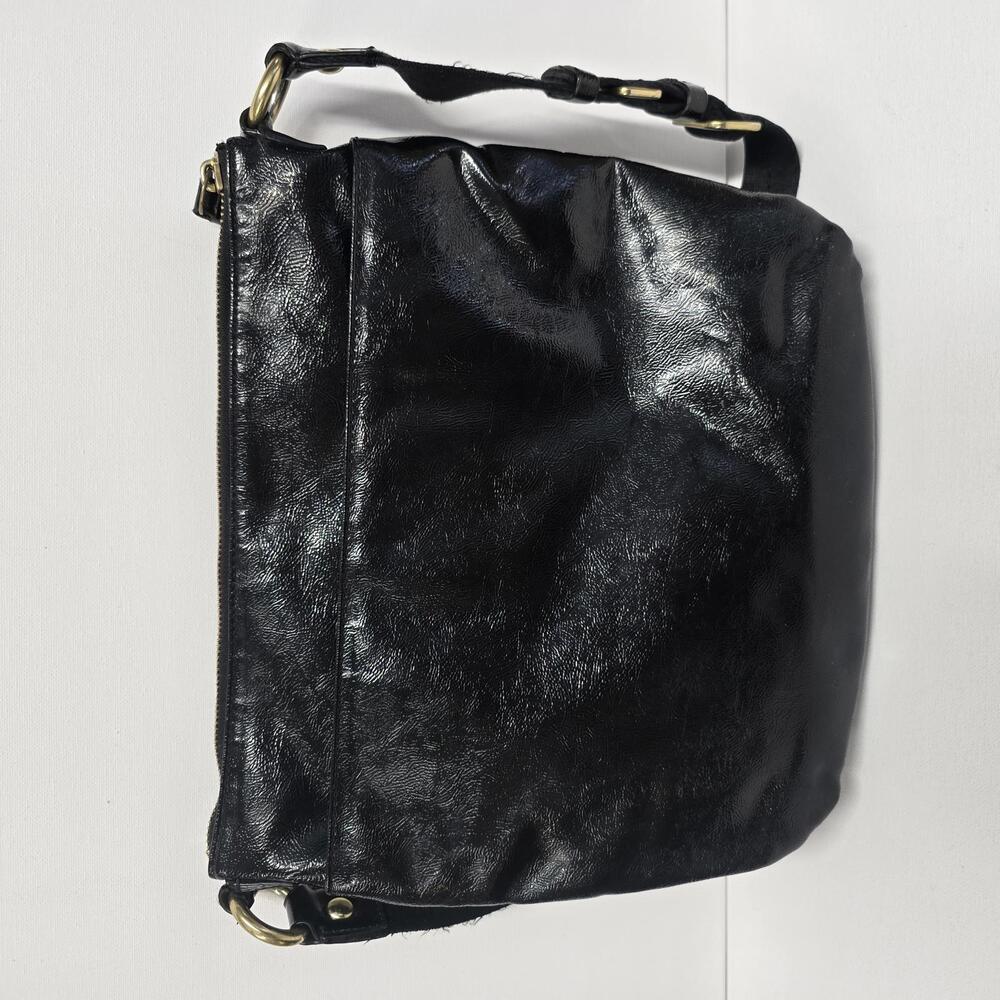 Coach Patent Leather Black Crossbody Bag with Heart Charm - Picture 2 of 5